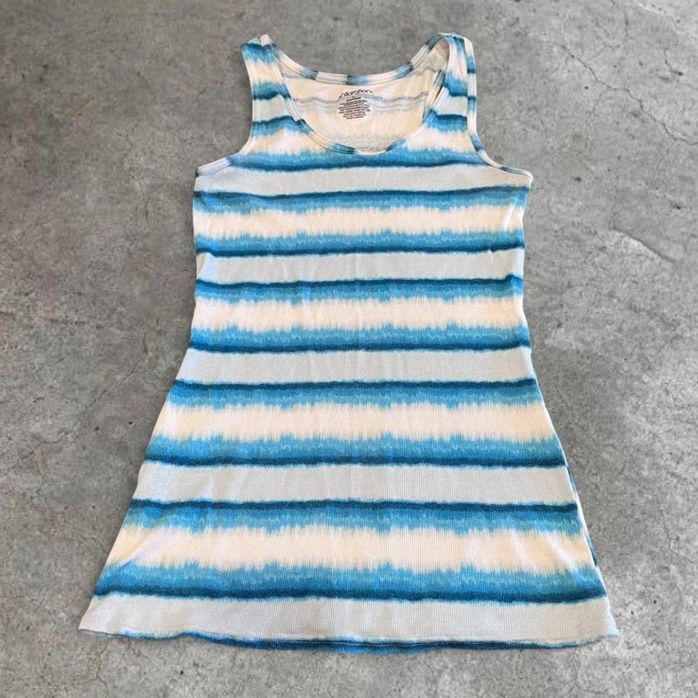 ⭐y2k blue and white‎ striped tank top medium